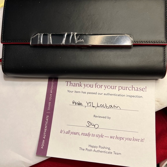 Christian Louboutin black & red Rougissime Calf wallet & crossbody. Comes w/COA - Picture 2 of 16